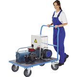 eurokraft pro ploski voziček, cevni potisni ročaj, kolesa z zračnico, dxš 1050 x 700 mm, svetlo modra | Shoptok.si