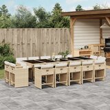  The Living Store Vrtna jedilna garnitura 15-delna z blazinami bež poli ratan - Vrtna Jedilna Garnitura, (21479770) | Shoptok.si