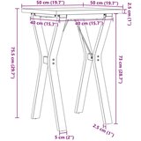 vidaXL Blagovaonski stol Y-oblika 50x50x75 5 cm od borovine i željeza | shoptok.hr