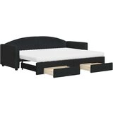 vidaXL Dnevni krevet na razvlačenje s ladicama crni 80x200 cm tkanina | shoptok.hr