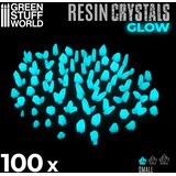 Green Stuff World Aqua Turquoise Glow Resin Crystals Small | Svetleći tirkizni smolasti kristali mali 6–12mm (100 kom) Cene