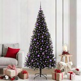 vidaXL Božično drevo med 300 LED z stojalom Črna 210 cm PVC | Shoptok.si