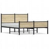 Maison Chic Kovinski Posteljni okvir - Dvoposteljna postelja - Zakonska postelja brez vzmetnice sonoma hrast 137x190cm, (21693022) | Shoptok.si