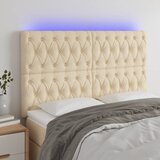 vidaXL LED posteljno vzglavje krem 144x7x118/128 cm blago Cene