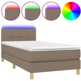 vidaXL Box spring postelja z vzmetnico LED taupe 80x200 cm blago | Shoptok.si