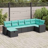  Vrtna garnitura - 7-dijelni set vrtnih sofa od poliratana s jastucima crni - Crna sa spremištem 7 | shoptok.hr