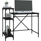  Pisalna miza - pisarniška miza - Računalniška miza s policami črna 105x50x90 cm inženirski les železo, (21785091) | Shoptok.si