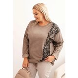 Kesi Włoski Women's Plus Size washed hoodie with a print graphite Cene