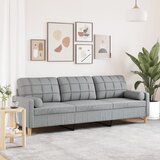 vidaXL Kavč trosed z okrasnimi blazinami svetlo siv 210 cm blago Cene