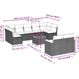  10-dijelni set vrtnih sofa od poliratana s jastucima sivi | shoptok.hr