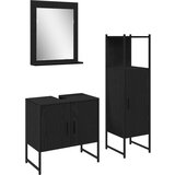 vidaXL 3-delni set omar za kopalnico črno hrastovo inženirsko les | Shoptok.si