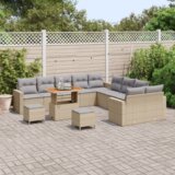 vidaXL set vrtnih kauča s 13 komada i jastucima u bež poli ratan akaciji | shoptok.hr