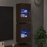  Zidni ormarići s LED svjetlima za TV 2 kom boja smeđeg hrasta 40x30x60,5 cm | Eponuda.com