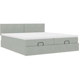 vidaXL Otomanski posteljni okvir z vzmetnicami siv 200x200cm žamet | Shoptok.si