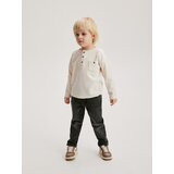 Reserved strukturirana majica z dolgimi rokavi henley - ebenovina | Shoptok.si
