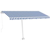 Maison Chic Ročno zložljiva tenda - Senčniki z LED lučmi 400x300 cm modra in bela, (22041266) Cene