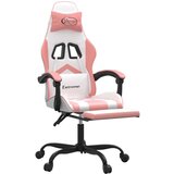  Vrtljivi gaming stol z oporo za noge belo in roza umetno usnje, (21378180) | Shoptok.si
