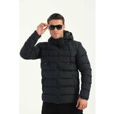 River Club Men's Navy Blue Hooded Water and Windproof Thick Lined Winter Coat&Coat&Parka Cene