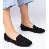 Gemre Black women's eco-suede embroidered ballet flats Ronna | shoptok.hr