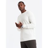 Ombre Men's raglan sweater with ribbed sleeves - white Cene