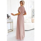 numoco basic Long dress with a pleated neckline and Numoco ties | Shoptok.si