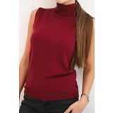 Kesi Włoski Women's sleeveless viscose blouse with a turtleneck burgundy | Shoptok.si