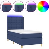  Box spring s madracem LED plavi 90x200 cm od tkanine | shoptok.hr