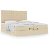  Otomanski posteljni okvir z vzmetnicami krem 200x200 cm blago, (21653504) | Shoptok.si