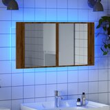 vidaXL LED omarica z ogledalom artisian hrast 90x12x45 cm inž. les Cene