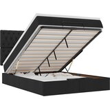  Otomanski krevet s madracem i LED crni 140x190 cm tkanine Slike