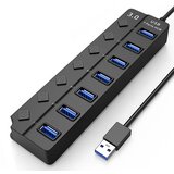 INF Zvezdišče USB 3.0 5 Gbps s 7 vrati s posameznimi gumbi za vklop/izklop, (21275338) | Shoptok.si
