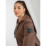 Fashion Hunters Brown long plus size zip up hoodie with a zipper Cene