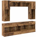 vidaXL Set omare za televizijo na steni 6 pcs Star les Konstruiran les - - Rjava - 92.77 - 197 x 30 x 60,5 cm - 2025--Uvoz_2 | Shoptok.si
