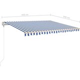  Tenda na ručno uvlačenje sa stupovima 4 5 x 3 5 m plavo-bijela | shoptok.hr