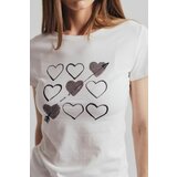 Legendww ženska majica u boji slonove kosti sa srcima 7026-9566-02 cene