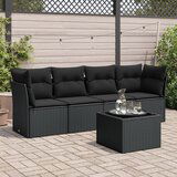 Maison Chic Seti vrtnega pohištva - Vrtna garnitura - Vrtni pohištvo set 5-delna z blazinami črn poli ratan, (21817738) | Shoptok.si