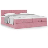 vidaXL Otomanski posteljni okvir z vzmetnicami roza 200x200cm žamet | Shoptok.si