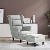  Fotelja s krilnim naslonom i tabureom svjetlosiva baršunasta | shoptok.hr