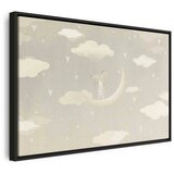  Slika - Little Conqueror - A Mouse in Heart Pajamas on the Moon Among Clouds 90x60 U crnom drvenom okviru | shoptok.hr