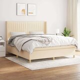  Box spring postelja z vzmetnico krem 180x200 cm blago Cene