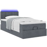 vidaXL Otomanski posteljni okvir z vzmetnico siv 100x200 cm žamet | Shoptok.si