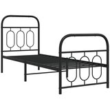  Metalni okvir kreveta uzglavlje i podnožje crni 75x190 cm | shoptok.hr