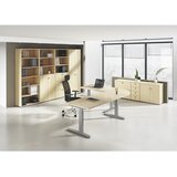 eurokraft pro anny - pisalna miza s podnožjem v obliki črke c, nastavitev višine na 650 - 850 mm, širina 1600 mm, svetlo siva | Shoptok.si