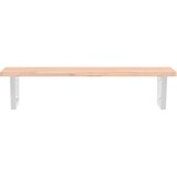  Zidna polica za umivaonik od čelika i masivne bukovine Smeđa 100 x 50 x 2.5 cm | Shoptok.si
