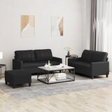  3-dijelni set sofa s jastucima crni od umjetne kože | shoptok.hr