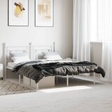 Maison Chic Kovinski Posteljni okvir - Dvoposteljna postelja - Zakonska postelja z vzglavjem bel 160x200 cm, (21693039) | Shoptok.si