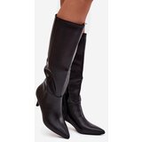 Boto Women's boots with low heel lined with eco leather black Marcellia | Shoptok.si