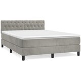  Krevet s oprugama i madracem svjetlosivi 140x190 cm baršunasti | shoptok.hr