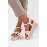 Boto Wedge Sandals For Women With Buckle Beige Liniella | shoptok.hr