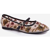 Boto Ballet Flats With Embroidery And Strap Black Lilindraen | shoptok.hr